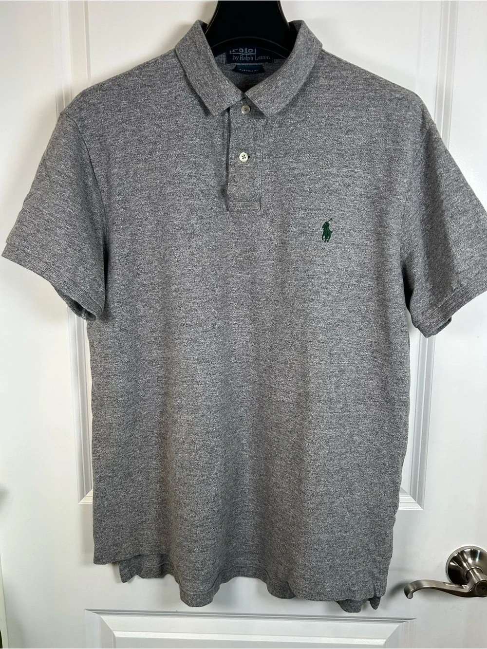 Polo by Ralph Lauren Men's Grey Heather Cotton Polo Shirt Large